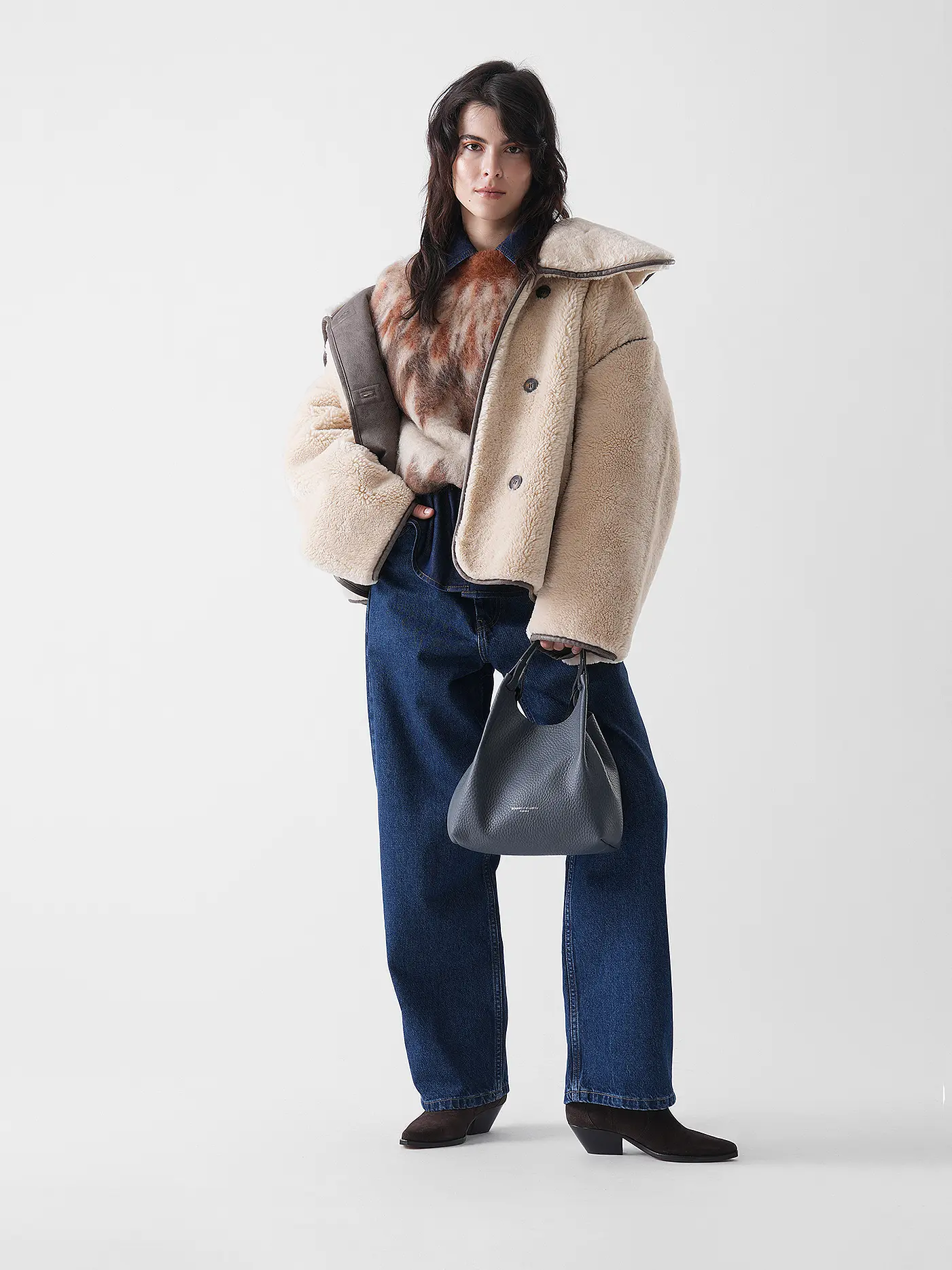 GIANNI CHIARINI | Ledertasche - Hobo Bag DUA | grau
